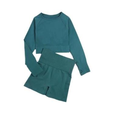 Imagem de Conjunto de Yoga Sem Costura Feminino - Roupas de Ginástica e Fitness,