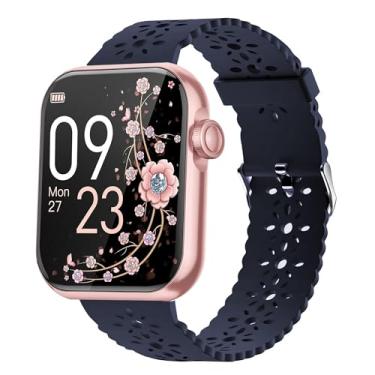 Imagem de Compatível com pulseiras de relógio inteligente AKUMAKA, pulseiras de substituição finas e ocas de renda de silicone de 22 mm compatíveis com relógio inteligente AKUMAKA G39, T90, 209DK (pulseira de