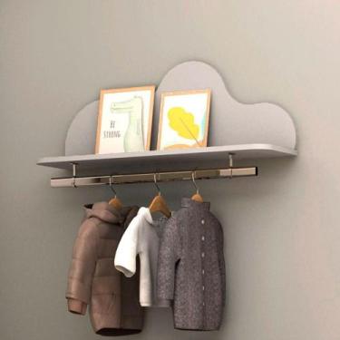 Imagem de Prateleira Infantil Nuvem 80cm x 30,4cm Cabideiro 100% MDF - GenialFle