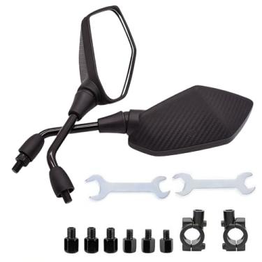 Imagem de MAKGAGAAI Espelhos ATV, espelho retrovisor convexo para motocicleta M8 M10 com grampo de montagem de guidão de 7/20.3 cm compatível com bicicletas esportivas Quad Street Bike Moped Snowmobile