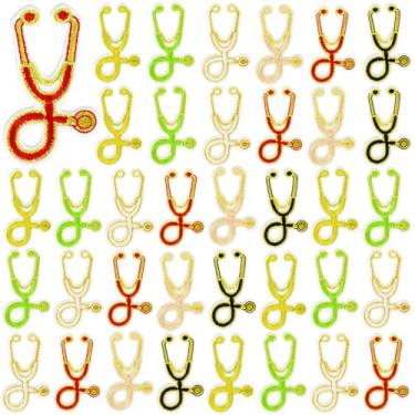 Imagem de 30 peças de adesivos de ferro em estetoscópio bordado para enfermagem médica aplique de costura para reparo, emblema, dia da enfermeira, artesanato faça você mesmo, para roupas, jaqueta, jeans,