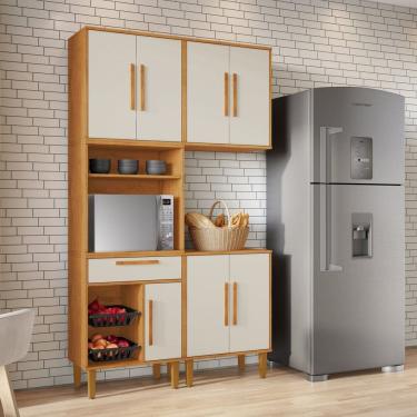 Imagem de Cozinha Completa 3 Peças 7 Portas 1 Gaveta com Fruteira Lorena Marrom/Off White