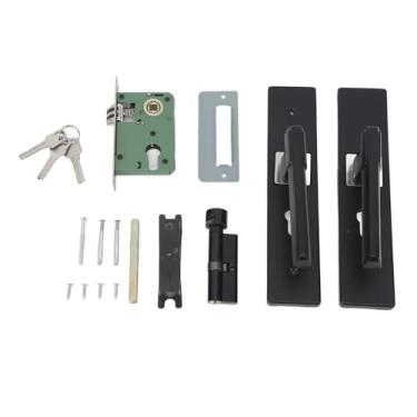 Imagem de Conjunto de maçaneta de porta com trava Grcfumo, conjunto de fechadura de porta externa de liga de alumínio, conjunto de fechadura de porta frontal de estética curva para quarto,