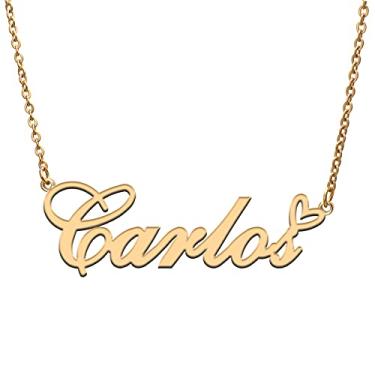 Imagem de RONKAH Colar de nome personalizado personalizado com coração colar de nome personalizado para mulheres colar de moda pessoal melhor presente para menina, mãe, filha, amizade, Natal, aniversário,