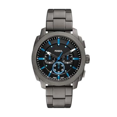 Imagem de Fossil Relógio masculino de aço inoxidável com cronógrafo, Cinza fumê/azul, 44MM