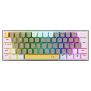 Imagem de Teclado Mecânico Gamer Redragon Fizz Sunshine - ABNT2 - RGB - Switch Marrom - K617-RGB-YL-GY-WT-Unissex
