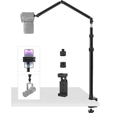 Imagem de Tinpops Suporte de mesa para câmera, suporte flexível para câmera suspensa, suporte múltiplo para mesa de webcam para transmissão ao vivo de fotografia e videografia (suporte de braço mágico)