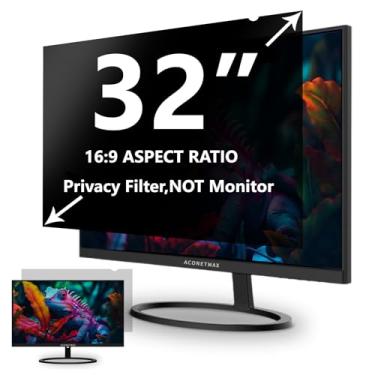 Imagem de ACONETMAX Filtro de tela de privacidade de 32 polegadas para monitor panorâmico de computador 16:9 - Escudo de privacidade - antirreflexo - protetor de tela com bloqueio de luz azul