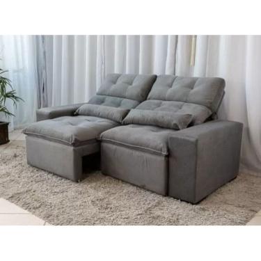 Imagem de Sofá Retrátil e Reclinável 2,00m c/ 02 Módulos em Tecido Suede Cinza - Montagem Inclusa
