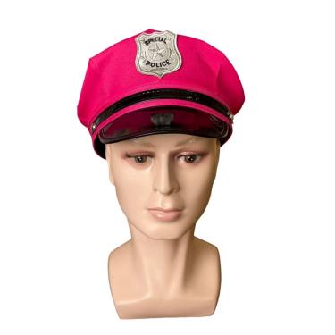 Imagem de Quepe Policial Rosa Adulto Com Emblema Fantasia Carnaval