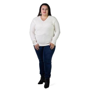 Imagem de Suéter Feminino City Lady by Facinelli Plus Size 658112 Offwhite-Feminino