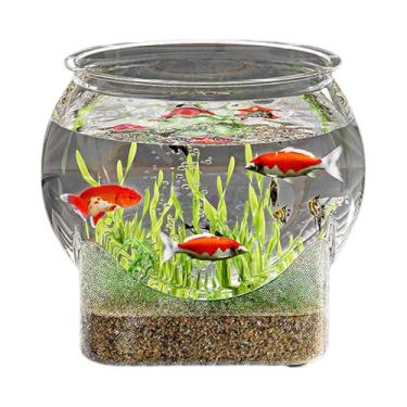 Imagem de Aquário P-lastic com claridade clara, à prova de estilhaçamento redondo para aquário Betta, decoração de casa, aquário de mesa para peixes Betta/peixe-velho