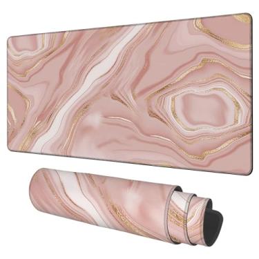 Imagem de NITAHHHY Tapete de mouse para jogos de mármore líquido, borda costurada de 3 mm de espessura, impermeável, antiderrapante, grande, tapete de mouse, adequado para escritório, entretenimento, tapete de