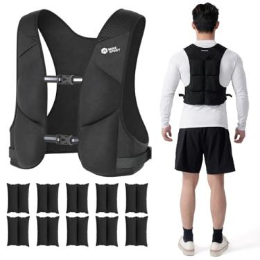 Imagem de M Mike Sport Colete ponderado ajustável, macio, lavável para mulheres e homens, colete de 9 a 4,5 kg com 10 pesos de ferro e bolso grande, colete de peso para treino, treinamento de força, corrida