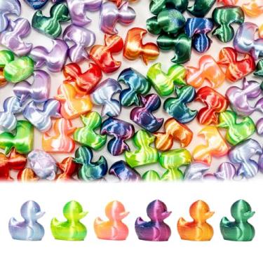 Imagem de GTUDOR 100 peças de patos mínimos impressos em 3D, minúsculos patos de plástico a granel pequeno pingente de pato em miniatura ornamento mini figuras de animais festa casa jardim micro decoração de