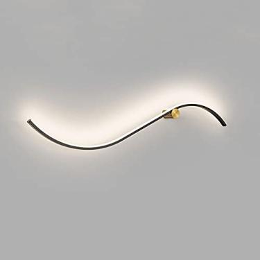 Imagem de Luminária de parede linear minimalista, luminária de parede preta e dourada, faixas de LED, luminárias de iluminação para quarto interno, para sala de estar, decoração de casa, luzes de pare