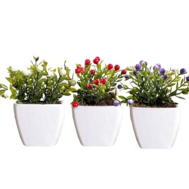 Imagem de Kit Com 3 Mini Vaso suculentas Artificiais plantinhas Artificiais(KIT BOLINHAS VASO QUADRADO)