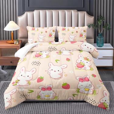 Imagem de Tuzaovy Jogo de cama com edredom de gato, para meninas adolescentes, decoração de quarto, edredom kawaii, com 1 colcha e 2 fronhas