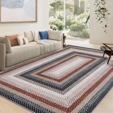 Imagem de dainslef Tapetes de área grande para sala de estar, 25 x 33 cm, lavável, moderno, trançado, estampado, antiderrapante, tapete macio, interior de fazenda, rústico, para quarto, sala de jantar