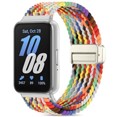 Imagem de Huadea Pulseira de nylon trançado magnético compatível com Samsung Galaxy Fit 3 para mulheres e homens, alça solo, elástica, elástica, ajustável, para Galaxy Fit 3, SM-R390, Colorido., 5.5-9.5 inches