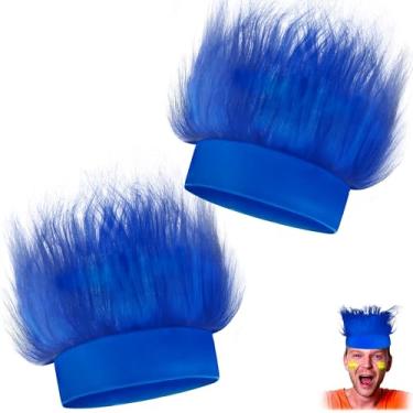 Imagem de Novelty Place 2 Tiara Azul Cabelo Louco Troll Acessório Cosplay Festa Esporte Halloween