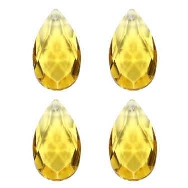 Imagem de PATIKIL Pingentes de cristal K9, contas de gota, pacote com 4 peças de prismas de lustre de 38 mm, contas penduradas, lâmpada DIY para decoração de artesanato, dourado