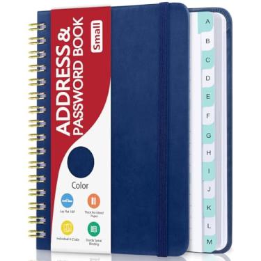Imagem de Livro de endereços pequeno com abas alfabéticas, guarda senha de agenda telefônica com encadernação espiral, agenda de endereços pequena 14,5 cm × 12 cm, livros de endereços para idosos, registros de