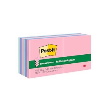 Imagem de Post-it Greener Pop-up Notes, 7,6 cm x 7,6 cm, Coleção Helsinki, 100 folhas/almofada, 12 blocos/pacote (R330RP-12AP)