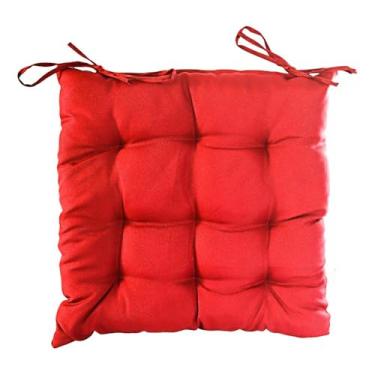 Imagem de Almofada Futon para Cadeira, 40 x 40 cm, Vermelho, com Enchimento de Fibra, 9 Furos Centrais