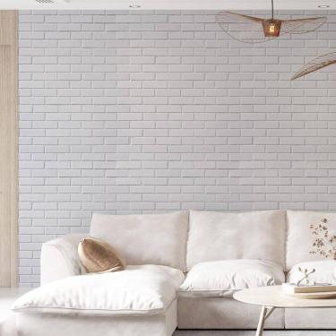 Imagem de Kit 2 Rolos Papel De Parede Adesivo Tijolo Branco 3,0M