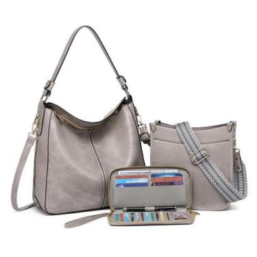 Imagem de Conjunto de bolsas de couro BAVERGE para mulheres com carteira, 3 peça