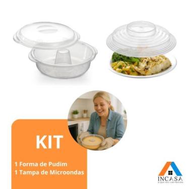 Imagem de Conjunto Forma de Pudim Com Tampa Nitron + Tampa de Microondas