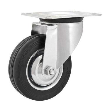 Imagem de Rodízio roda giratório borracha preta 6" 152mm 130kg leve - VONDER