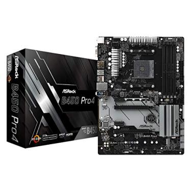 Imagem de Placa Mãe AM4/DDR4/HDMI/DisplayPort/D-Sub/USB 3 1/Tipe-C/M.2 Duplo, ASRock, B450 PRO4