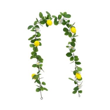Imagem de MYCENSE Guirlanda de limão artificial, frutas artificiais, plantas decorativas com flores, folhagens, trepadeira para aniversário, hotel, pub, café, porta de