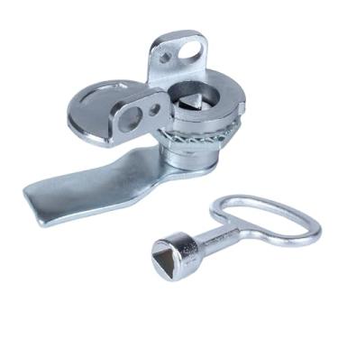 Imagem de JIQI Trava de língua giratória com capa à prova d'água com chave, um núcleo de trava em forma de triângulo para porta de caixa de distribuição ao ar livre