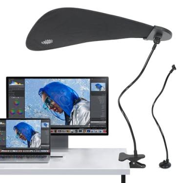 Imagem de Sombra de mesa de escritório com compartimento ajustável, portátil, portátil, protetor solar para trabalhar ao ar livre, acessório de mesa de escritório com sombra preta