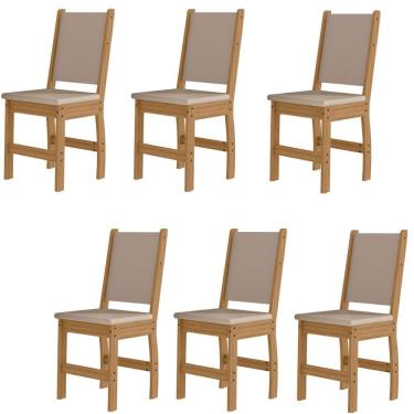 Imagem de Kit De 6 Cadeiras Clara Com Tecido Em Material Sintetico Freijo savana