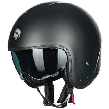 Imagem de ILM Capacete De Motocicleta Fibra Vidro Aberto 3/4, Meio Para Homens E Mulheres, Leve, Vintage, Com Viseira, Ciclomotor, Scooter, Modelo Dot Mo310P (Preto Fosco, G)