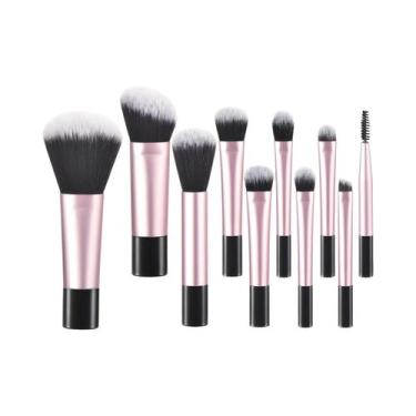 Imagem de Mini Pincéis De Maquiagem Multicoloridos 10 Pcs Kit De Viagem Portátil