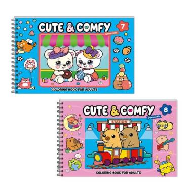 Imagem de Kit 2 Livro de Colorir Cute & Comfy 07 Azul e 08 Rosa - Editora Online