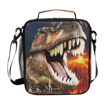 Imagem de Lancheira de dinossauro 3D com isolamento térmico, bolsa térmica para crianças, alça de ombro congelável, impermeável, piquenique, refeição para escola, escritório