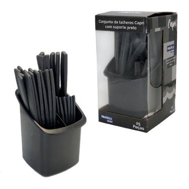 Imagem de Conjunto Talheres Capri 25 Peças - Preto