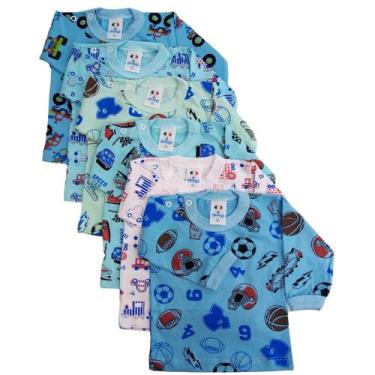 Imagem de Kit 6 camisetas manga longa bebê 100% algodão 403 p ao g - Little Baby