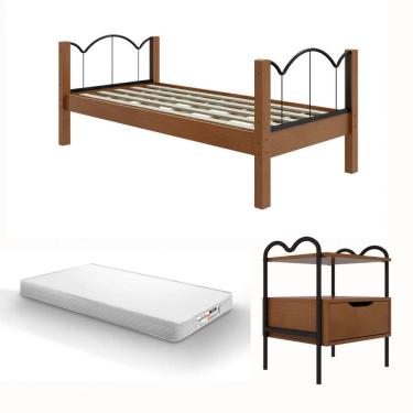 Imagem de Conjunto Cama Solteiro Oasis com 01 Mesa de Cabeceira e Colchão