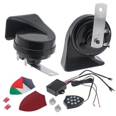 Imagem de DriSentri Buzina de caracol de carro 10 som universal 12V à prova d'água dez tons, buzina elétrica de caracol alto