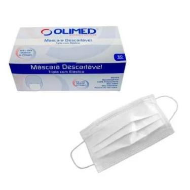 Imagem de Mascara Descartavel Tripla Branca c/50 und - OLIMED