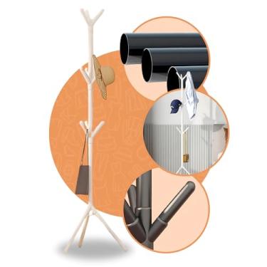 Imagem de ‎Mancebo Cabideiro Organizador Multiuso Chão Casaco Bolsa Chapéu Arara 9 Ganchos (Branco)