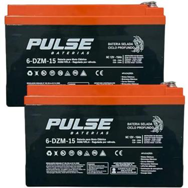 Imagem de Bateria de Chumbo Ciclo Profundo 12V 15Ah Pulse Kit com 2 - Duos, Pret