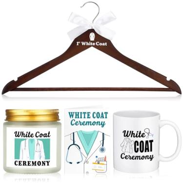 Imagem de Nuanchu 4 peças de presentes de cerimônia de jaleco branco para homens e mulheres para estudantes de medicina, incluindo o primeiro cabide branco, vela médica, caneca de presente para médicos